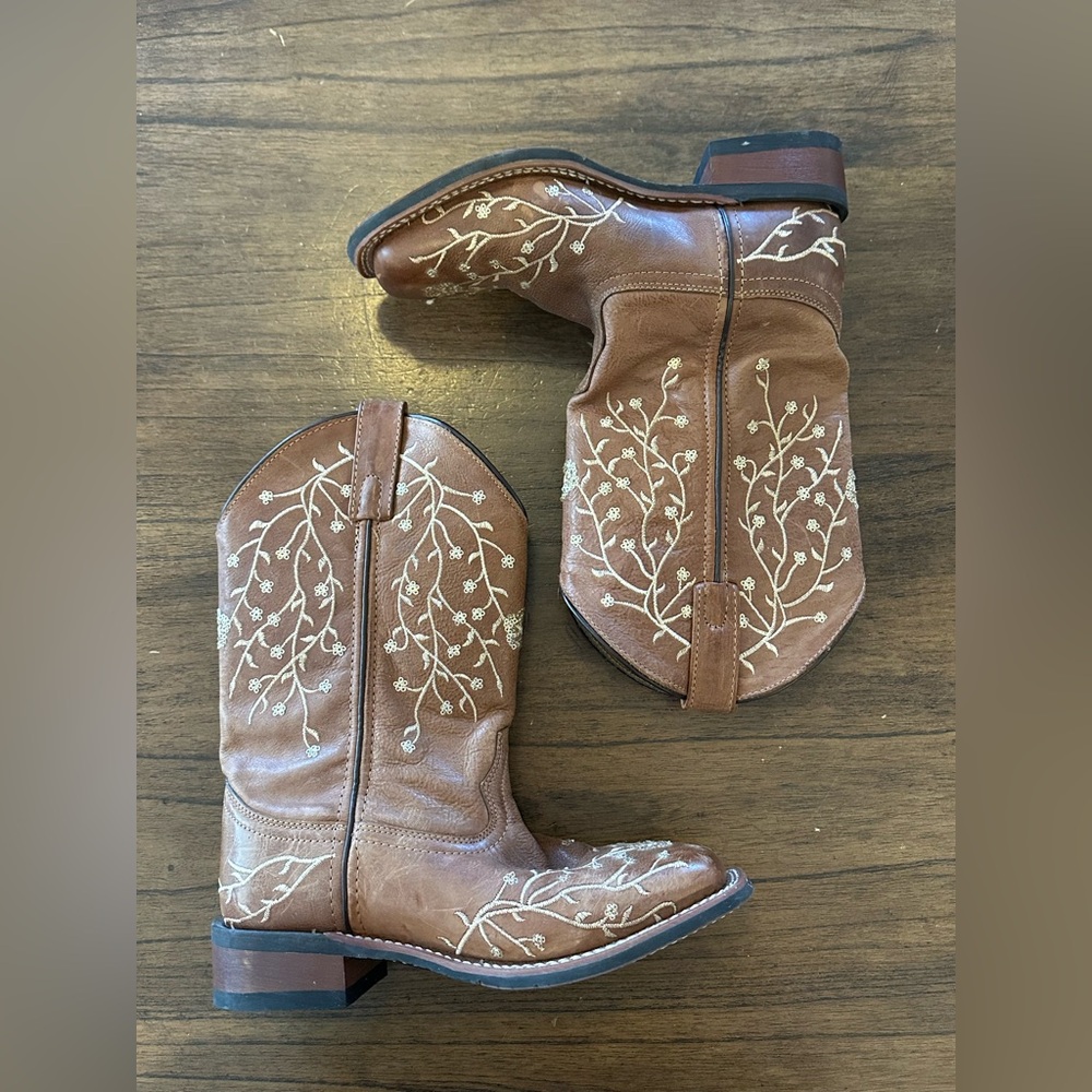 Laredo LA1043 Womens 7M Brown Leather Embroidered Western Cowboy Boots - Picture 2 of 8